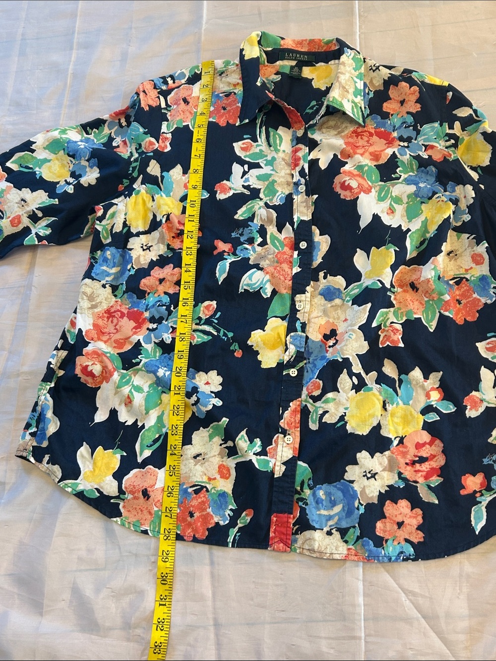 Lauren Ralph Lauren Navy Floral Button-Front Blouse - Picture 8 of 9